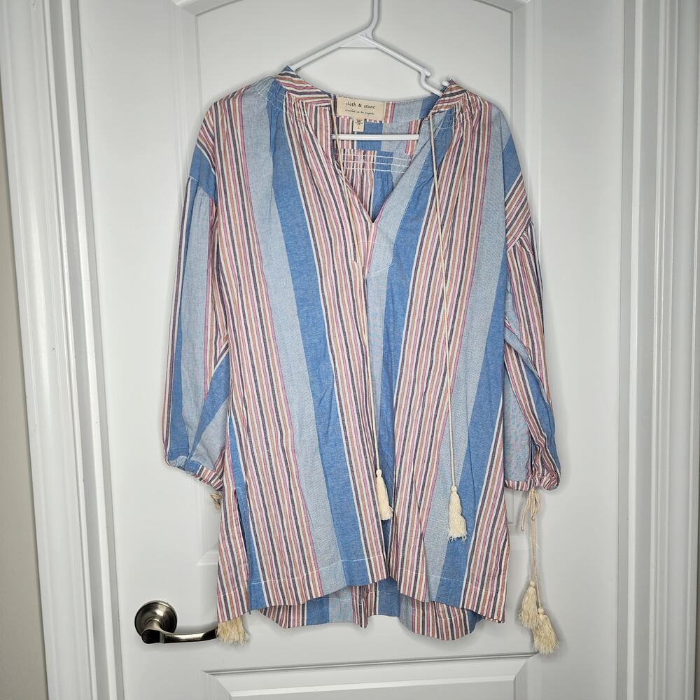 Large | Anthropologie Cloth & Stone | Striped V-Neck Top